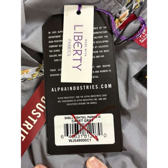 Alpha Industries Shell Fishtail Parka W Cadet Gray Grey Small Liberty Print - Picture 5 of 15